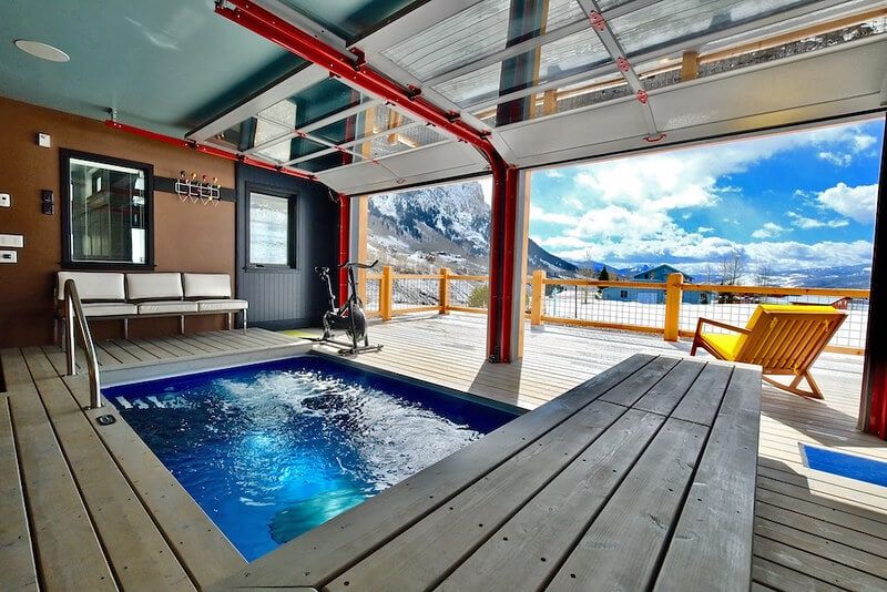 picture of a fully in-ground Endless Pools Original Series pool in a garage in Colorado