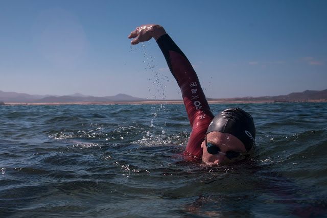 professional triathlete Andrew Starykowicz on an open water swim