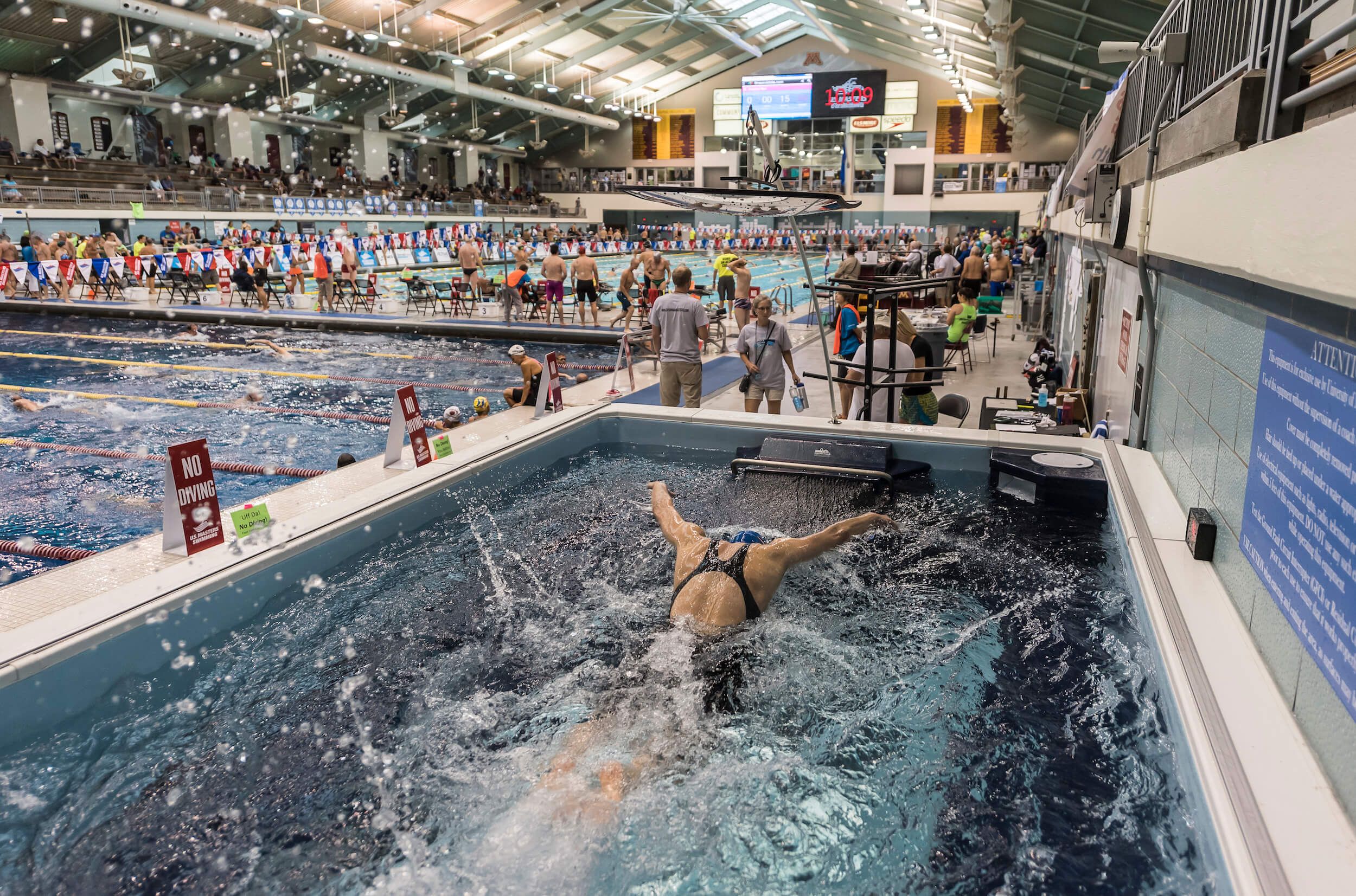 Picture of swimming in the Endless Pools Elite pool at the US Masters Swimming Summer Nationals