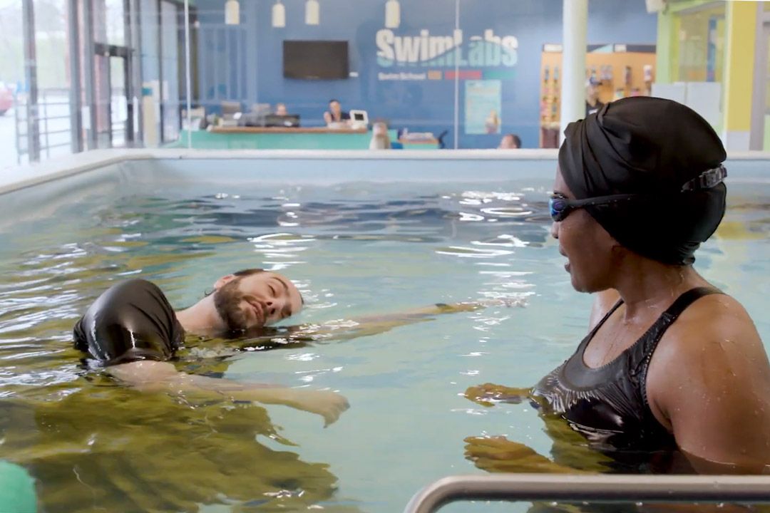 picture of swimming lesson in an Endless Pools indoor pool