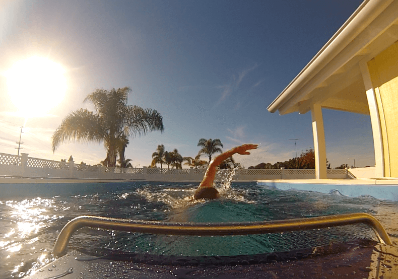 professional triathlete Luke McKenzie swimming in his Endless Pool