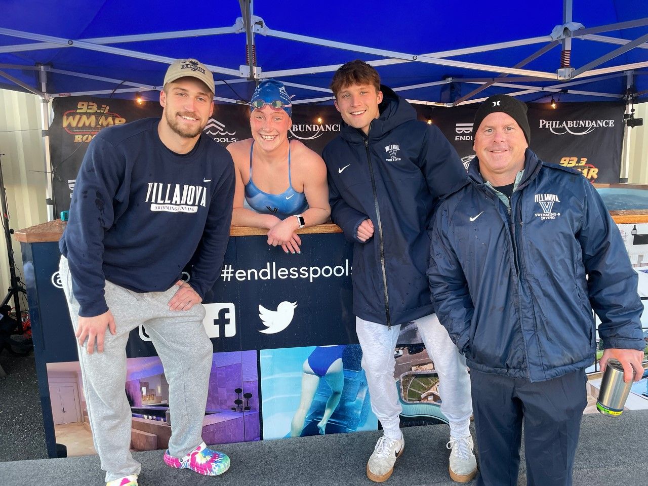 picture of members of the Villanova Swimming Team around the Endless Pools Performance pool