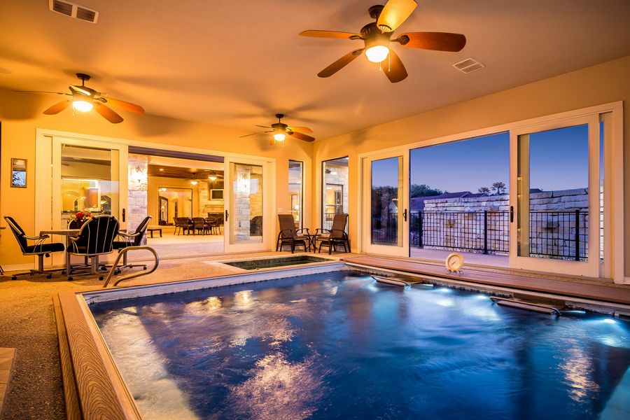 picture of Endless Pools indoor pool at dusk