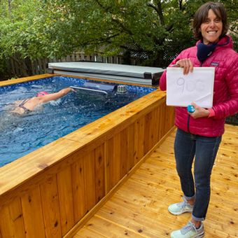 A Swim Coach Trains in Her Backyard Pool