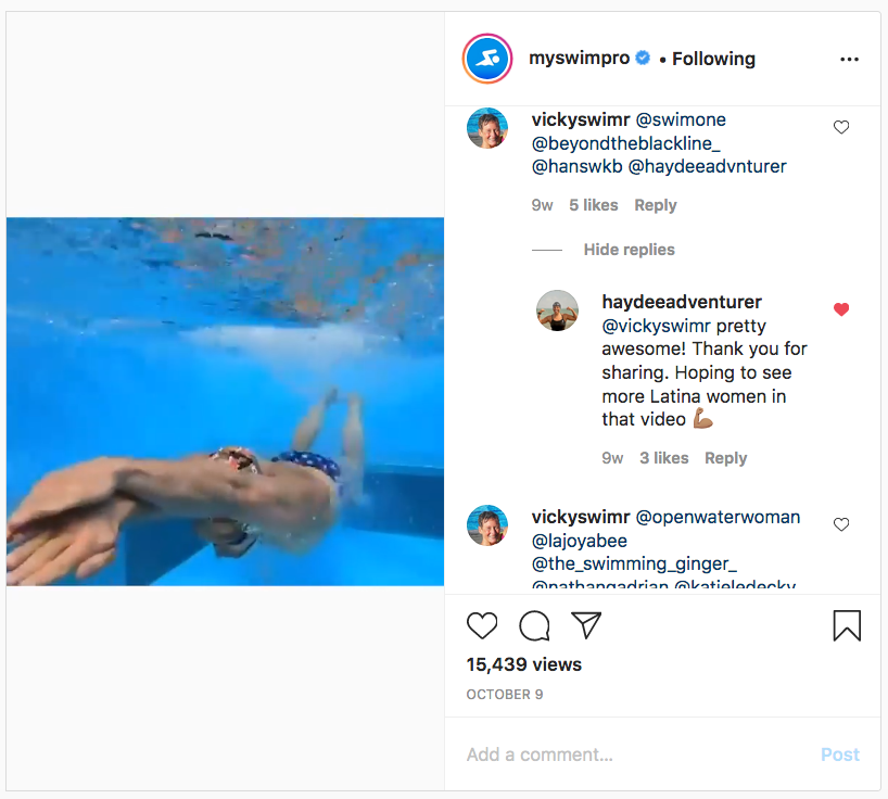 picture of open water swimmer Haydeé Acebo on social media