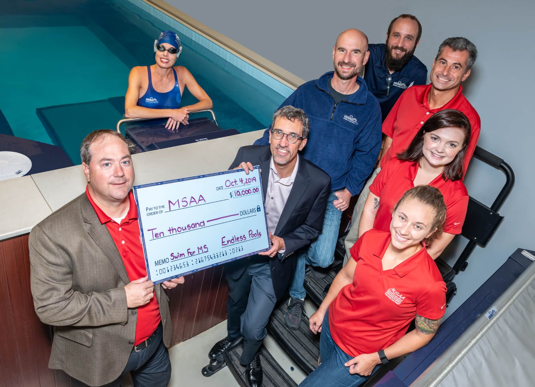 picture of Endless Pools donated $10,000 to the Multiple Sclerosis Association of America 