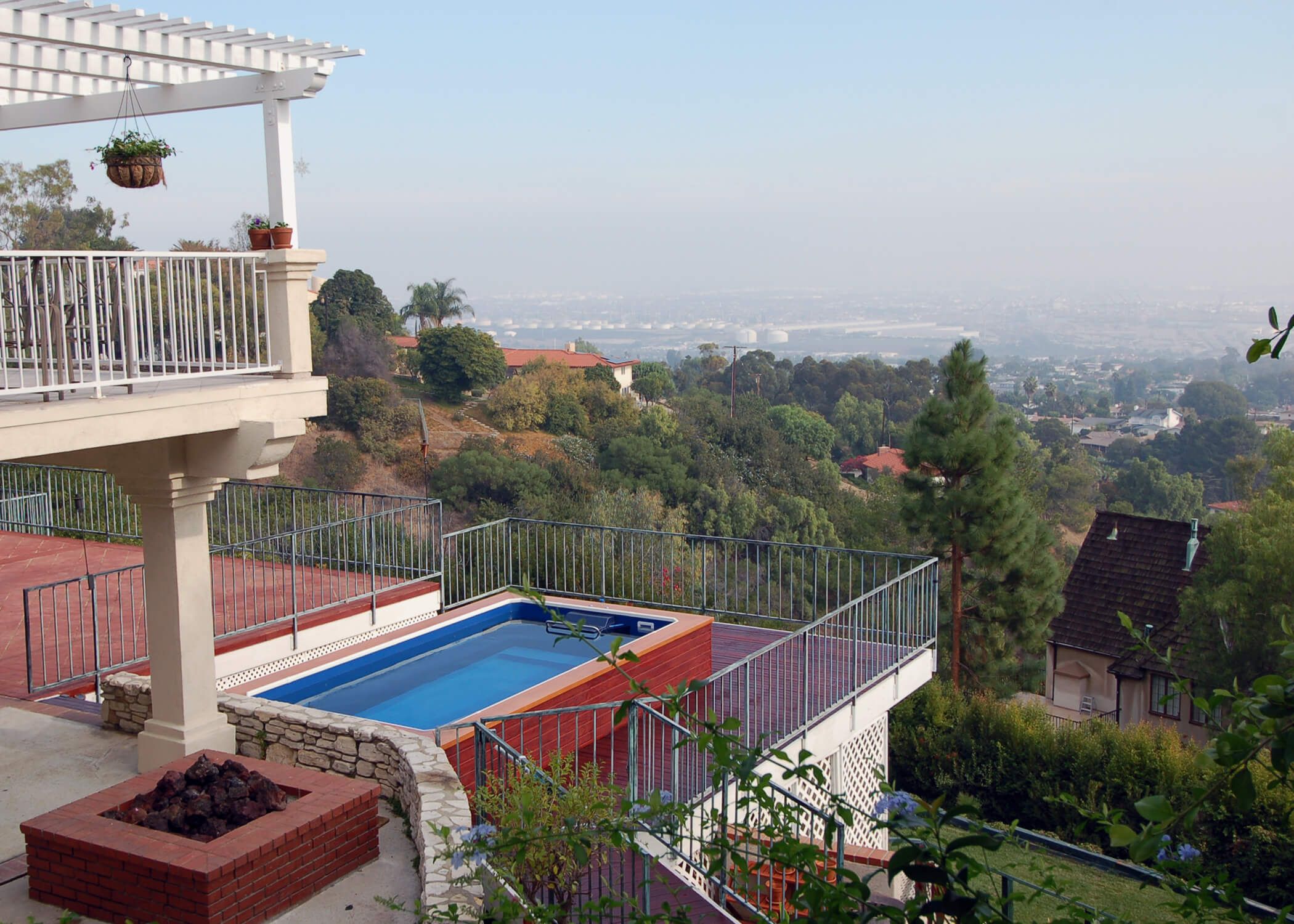 an Endless Pools swimming machine on a balcony in Palos Verdes, California