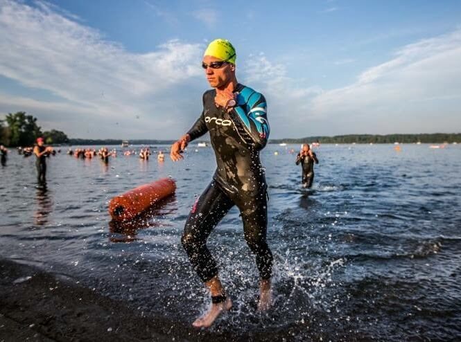 professional triathlete Andrew Starykowicz at a triathlon's T1