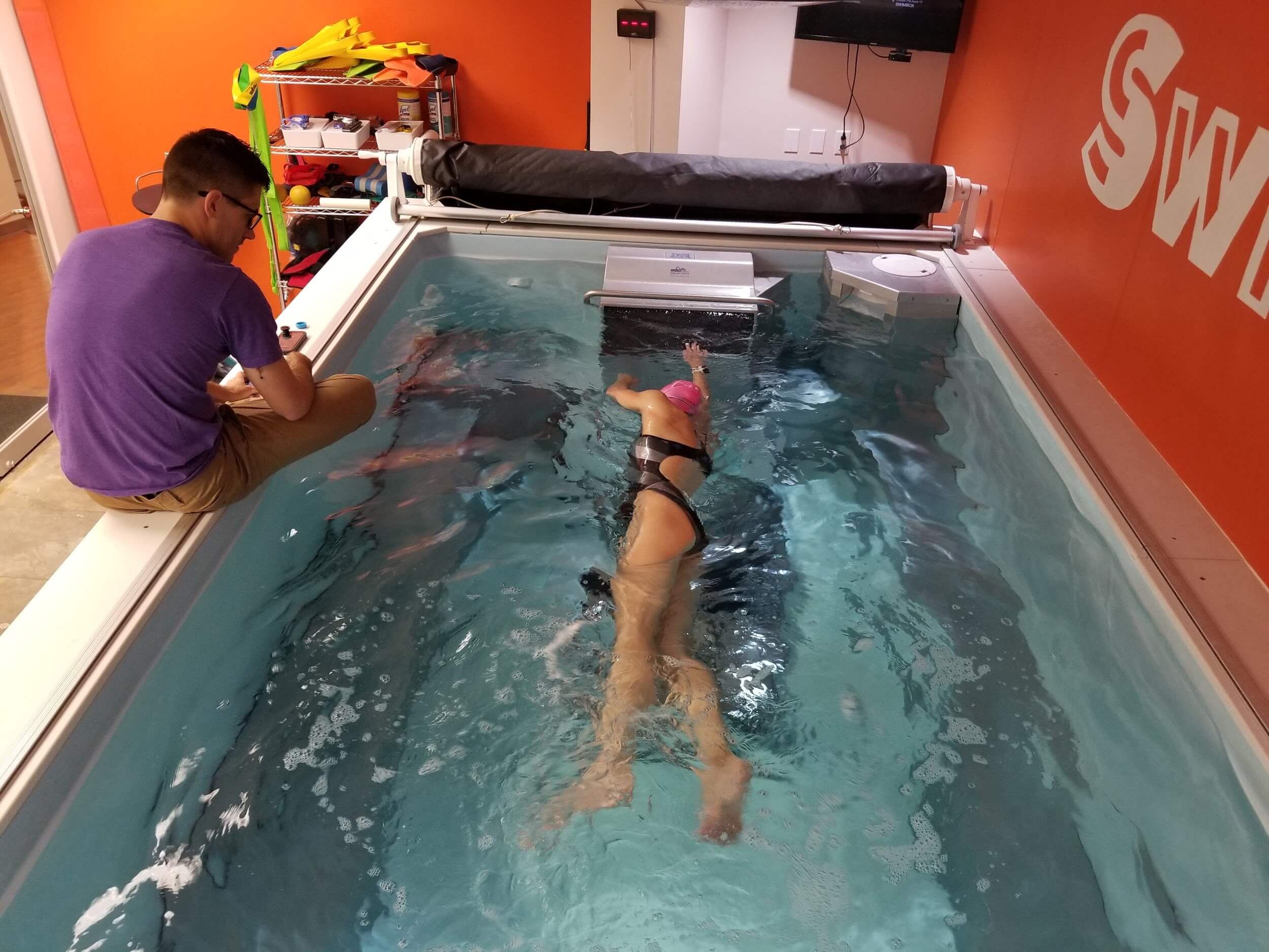 picture of a training session in the Performance Endless Pool at SwimBox in Fairfied, VA